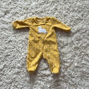 Yellow Newborn Sheep / Heart Footie Sleeper